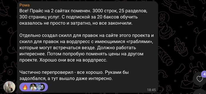 Роман, отзыв в чате потока
